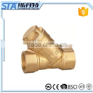 ART.4008 1/2" up to 2" full port size forged brass y-type strainer with stainless steel filter single non-return BSP/NPT thread