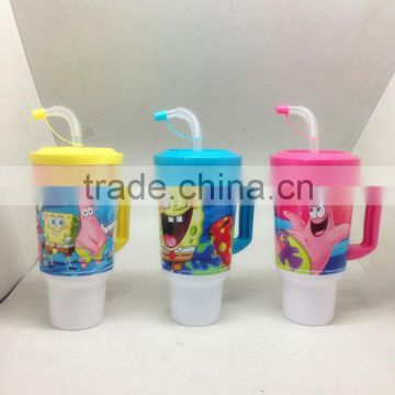 plastic 3d water cup /3D children cute straw cup