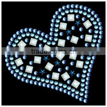 T14050023 Heart Hotfix Rhinestone Motif Sapphire&Aquamarine