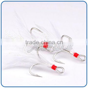 Long lasting white high carbon steel japan fishing hooks with feather