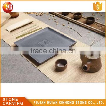 Chinese Style Stone Carve Square Slate Tea Tray