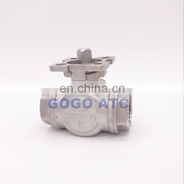 High quality stainless steel high platform ball valve 1" 1-1/4" inch DN25/32 SS304 L type T flow 3 way ball valve with mounting