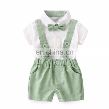 Boys' summer suit boy's summer shirt, overalls and bow tie three-piece suit