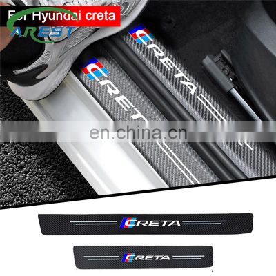 4pcs car Sticker door carbon leather Fiber Sill Plate For Hyundai creta ix25 Accessories Car styling