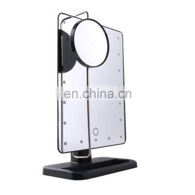 Hot Selling Modern Touch USB Charging Square LED Mirror Soft Light Cosmetic Mirror Bedroom Makeup Mirror