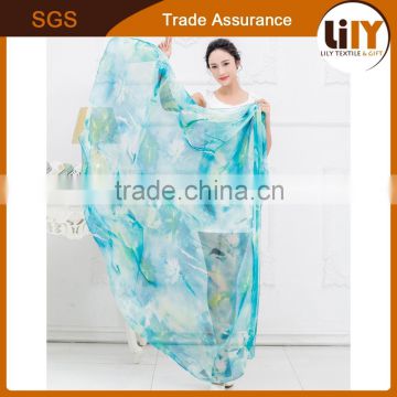 beautiful printing lady silk chiffon beach long scarf for factory price