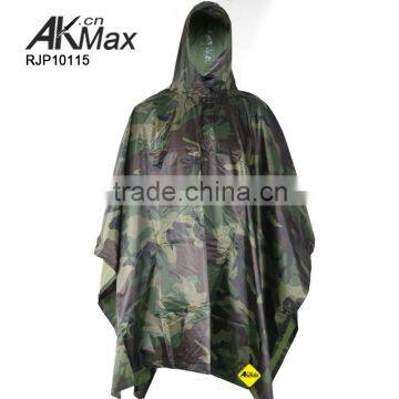 Military Waterproof Rain Poncho PVC Camoflage Raincoat with Hooded