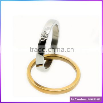 Two In One Designed Custom Made Pink Gold Plated Stainless Steel Ring With CZ Stone
