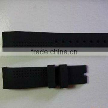 Two parts black silicone rubber watch strap