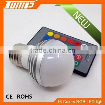 Factory directly sale IR remote control 3W E27 16 colors RGB lights