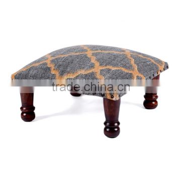 Natural Fibres Moroccan Rug Upholstered Footstool