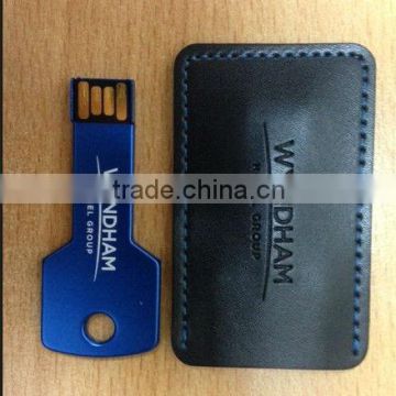 key shape usb flash driver with leather case package