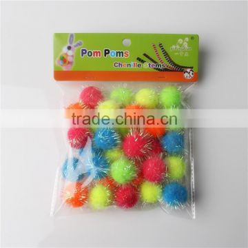 Factory supply DIY crafts fluorescent colors pom pom toys for kids or wedding party decoration