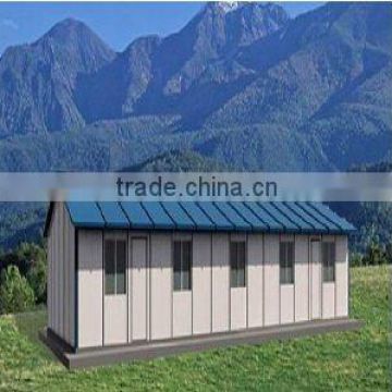 Lovely Cozy Small Prefab House with Five Windows ,Blue Roof Offwhite Wall Made in China