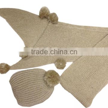 Lastest irregular shaped design women's winter knit hat and scarf sets