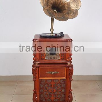 High quality Wooden Radio Gramophone Luxury Retro Vinyl Phonograph Record Player Wooden Radio Gramophone