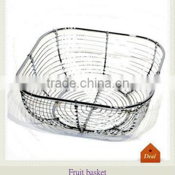 Wrought iron square mesh fruit basket