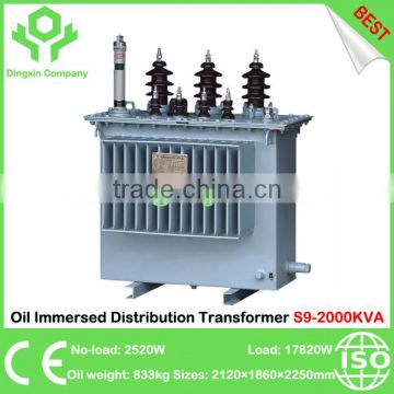 China Best S9-2000KVA Oil Immersed Distribution Transformer Yyn0 Dyn11 Dyn5 50Hz or 60Hz