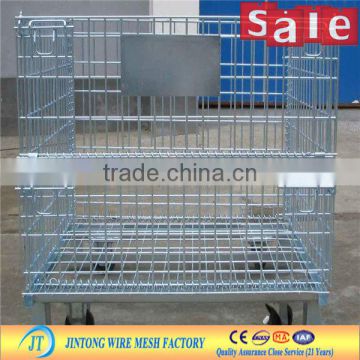 JT factory folding wire cage portable metal bulk storage cage