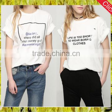 Custom summer funny letter printed tees casual short sleeve white t shirts wholesale china