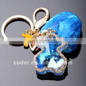 Novel lovely CRYSTAL KEYCHAIN crystal COLORFUL BEAR key chain crystal animal key ring bag accessory 43019