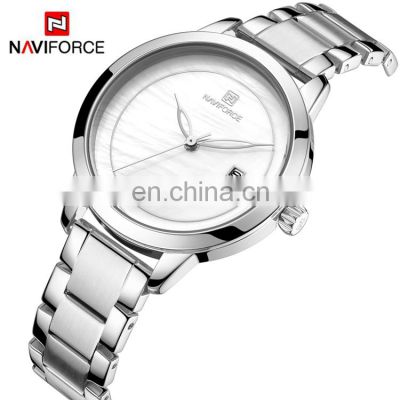 NAVIFORCE NF5008  Lady Stainless Steel Original Watches Women Quartz Slim With Calendar Fashion Womens Exquisite Wrist Watch