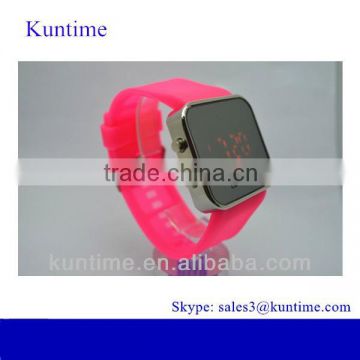 blinking silicone led watches with silicone band, bright led lights,alloy watch case