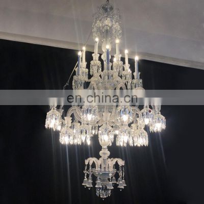 European living room restaurant luxury pendant lights for hotel modern glass candle crystal chandeliers