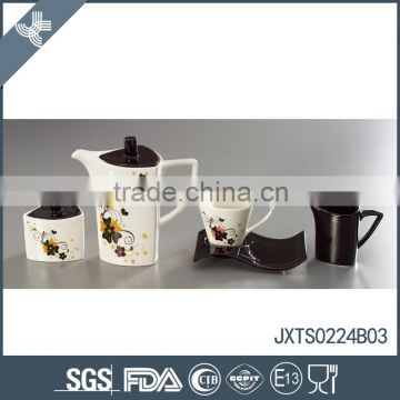 Model design 24pcs 900cc tea set white color with beautiful decal