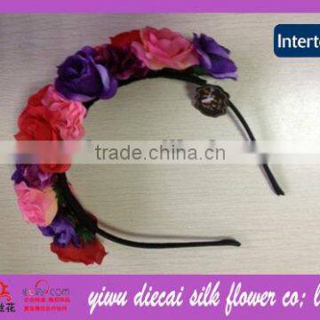 Wholesale popular colorful rose flower headband