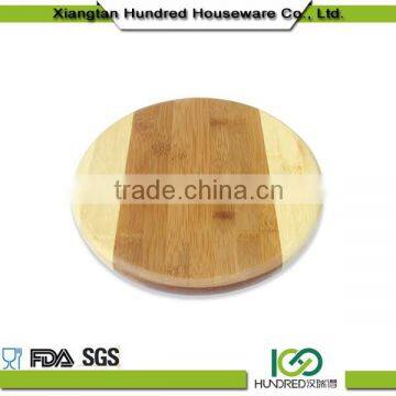 Cheap round pizza bamboo cutting board with two tone