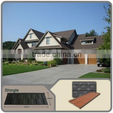 2015 Stone coated metal roofing shingles/better than rubber roof tiles/wooden roof tiles with stone coated steel roofing sheets