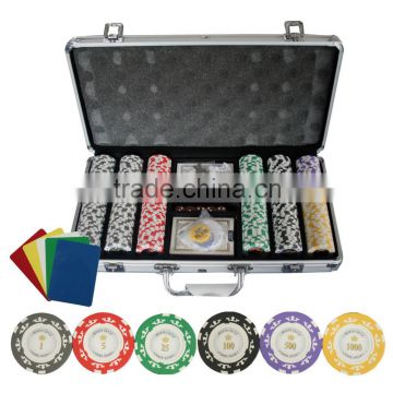 300 Ct Monte Carlo "Poker Room" Clay Poker Chip Set w/ Aluminum Case + Cut Cards