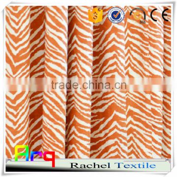 Bright orange color zebra pattern upholstery fabric for modern cafe curtain linen/rayon blend fabric