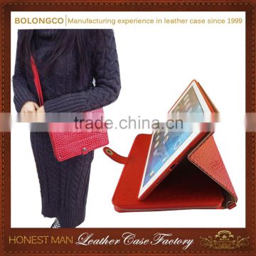 Luxury Latest Design Embellished Top Grade Leather Zipper Case For Ipad 2
