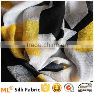 100% silk printed crepe fabric high quality dress fabric elegant dress fabric