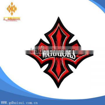 Top design cheapest custom red design cross embroidery patch with eco-friendly material