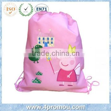 Pig Kid drawstring bag for back to school Pink color
