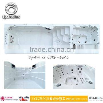 China outdoor 8 person led pool and spa with swim spa step (SRP-660)