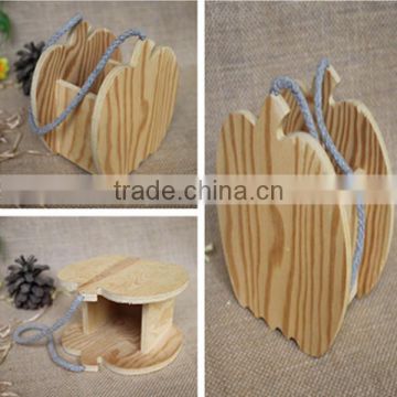 Unique design apple shaped personalized pine wooden pen holder