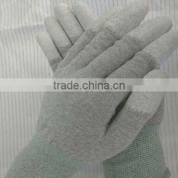 13 gauge carbon yarn esd finger coated gloves