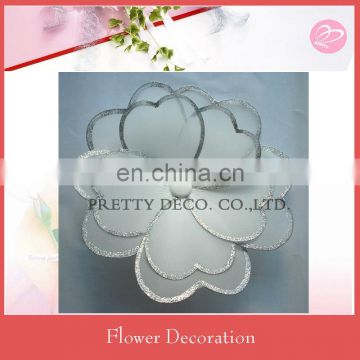 White with silver giltter decorative stocking flowers