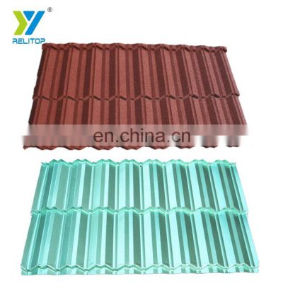 Stone Coated Aluminium Roofing Sheets Red Color Galvanised Steel Roof Sand Coated Metal Roofing Bond 1290x370 Spanish Tiles