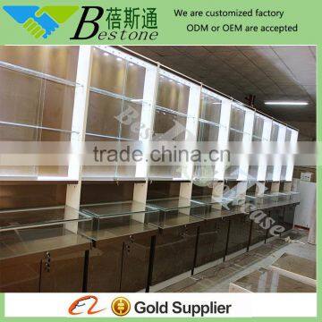 sliding door brown acrylic jewelry display furniture for retail store