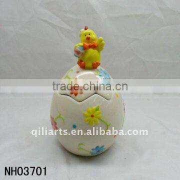 Easter chicken cookie jar ceramic