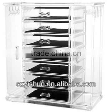 custom manufacturing Cosmetics display cases Acrylic Display drawer 7 tier