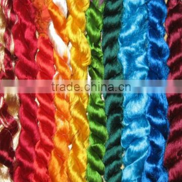 multi colored sari silk thrums for yarn and fiber stores, knitters, weavers, spinners,