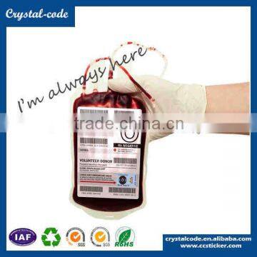 Hot stamping blood bag label,glossy coatings UV ink blood bag label,10ml vial steroid labels