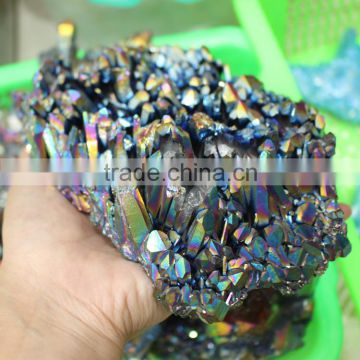 Colorful Electroplating Aura Quartz Crystal Cluster