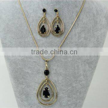 Fashion Wholesale Charms 18K Gold Plated Jewelry Sets, gold necklace with rehinestone earring